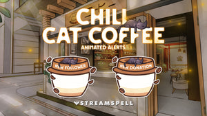 Chill Cat Coffee Stream Overlay Package | Cozy Lofi Twitch Overlays