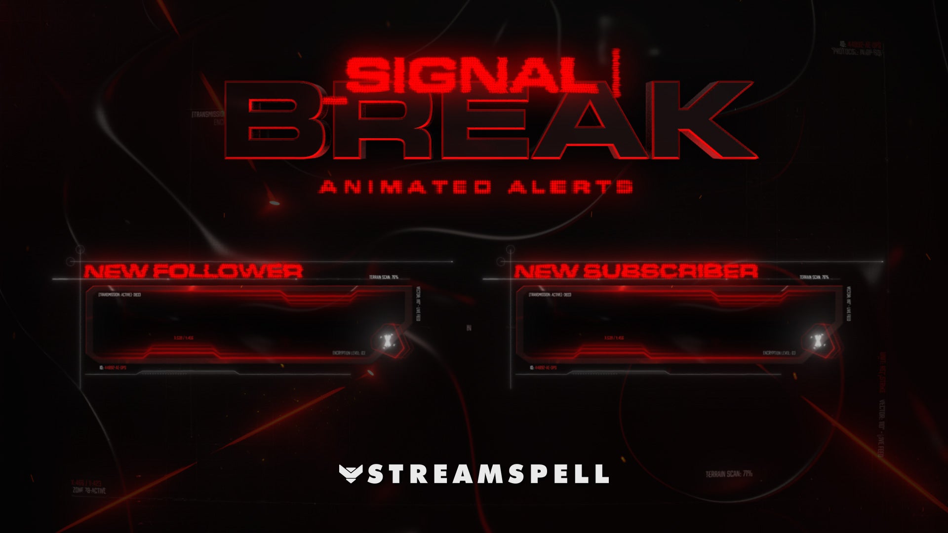 Red Neon Twitch Overlays │ Signal Break Stream Package | StreamSpell