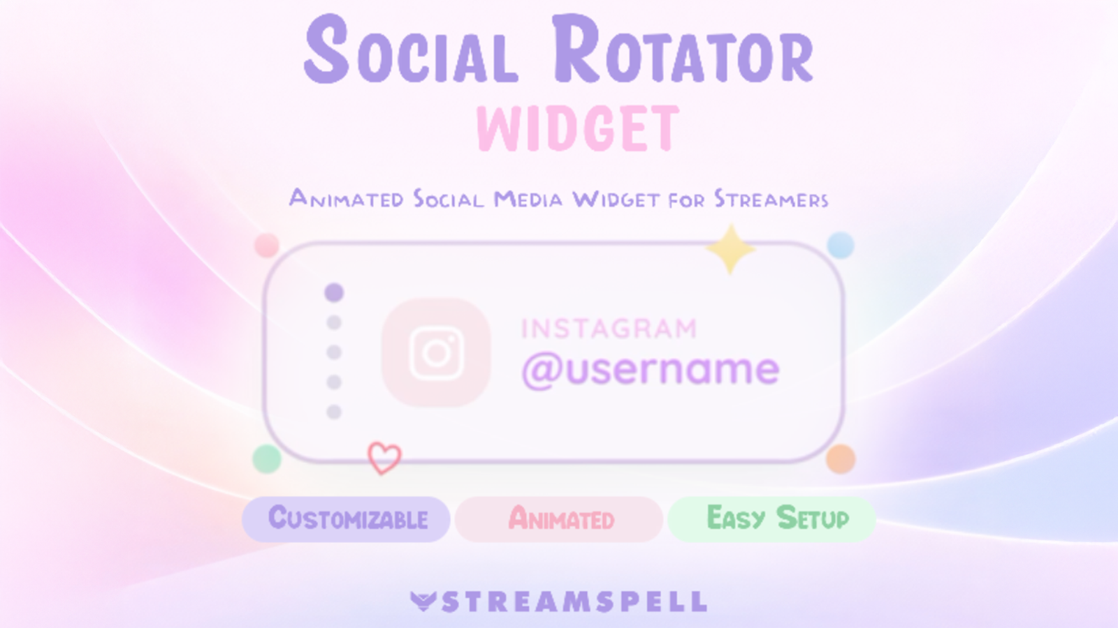 Social Rotator Widget by StreamSpell showing a rotating Discord profile, with customizable colors and a cute, cozy design for Twitch, OBS, and Streamlabs.