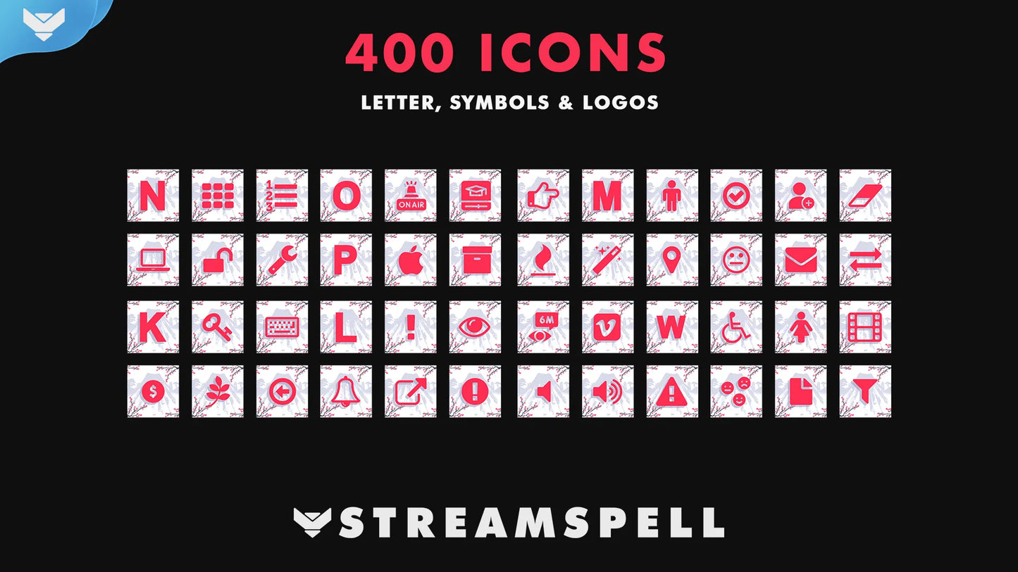 Cherry blossom Stream Deck icons for Elgato with elegant pink aesthetic by StreamSpell.