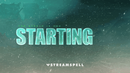 Winter and Christmas themed “Starting” animated stream screen featuring glowing icy teal text, snow particles in motion, and a tactical Battlefield-style HUD background. Part of the BF6 HUD Stream Package by StreamSpell. Fully compatible with OBS Studio, Streamlabs Desktop, and StreamElements.
