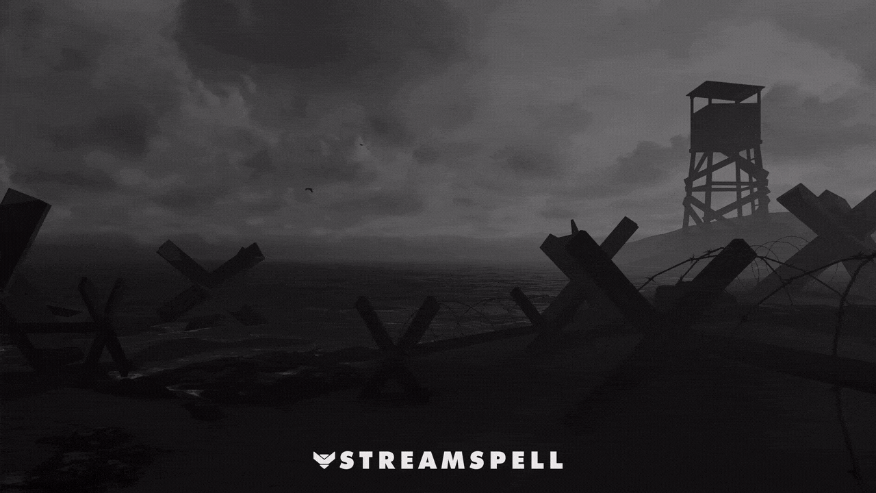 Military-style FPS stream screen with red tactical HUD interface and battlefield environment from the BF6 // RED Stream Package by StreamSpell. Designed for Valorant, Warzone, Battlefield-style games, and Marathon. Compatible with OBS Studio, Streamlabs, and StreamElements.