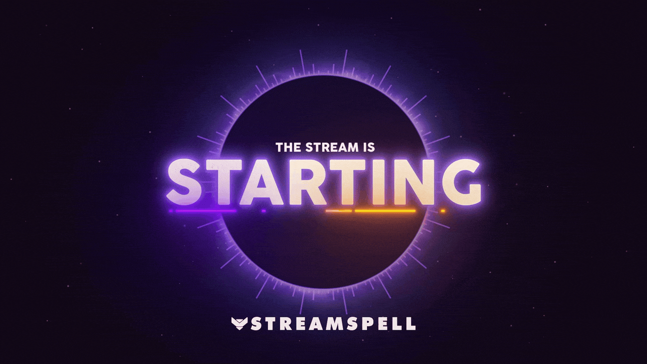 Arcfall neon sci-fi Starting Soon stream overlay screen for Twitch, OBS and Streamlabs by StreamSpell.