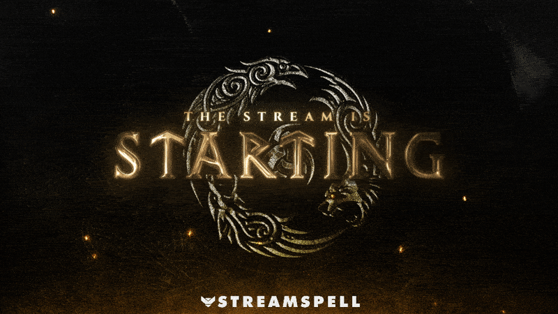Animated starting screen with glowing golden runes and dragon emblem in a dark fantasy style from the Crimson Saga Stream Package.