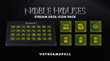 Tyrell Stream Deck Icons – Green background with gold icons, echoing the lush elegance of House Tyrell