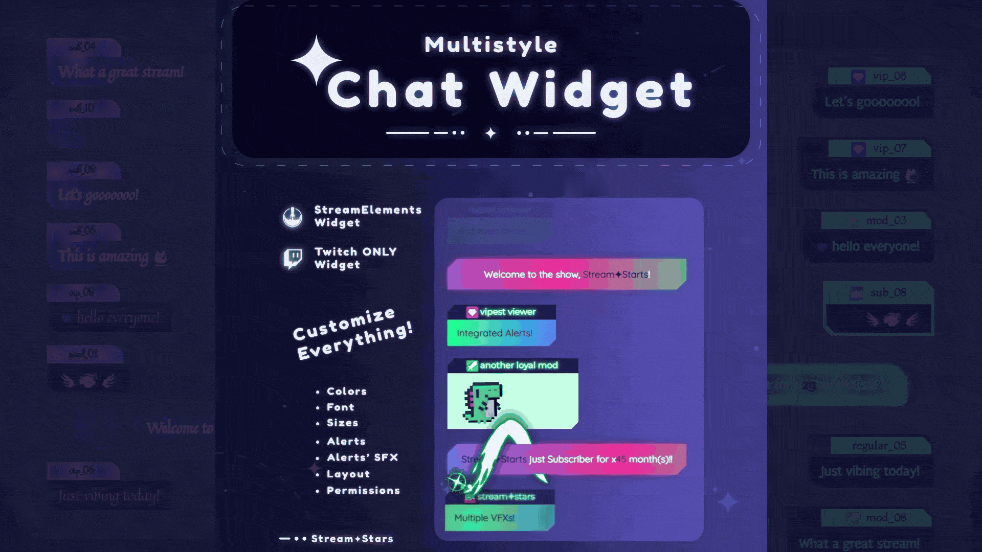 video of Ultimate MultiStyle Chat for StreamElements | 7 Layouts, Custom Colors, Integrated Alerts | Works with OBS & Streamlabs via Browser Source