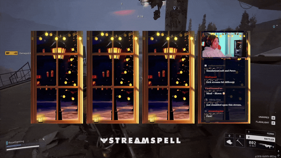 Vertical Christmas overlays for TikTok and Kick streams with animated winter window.