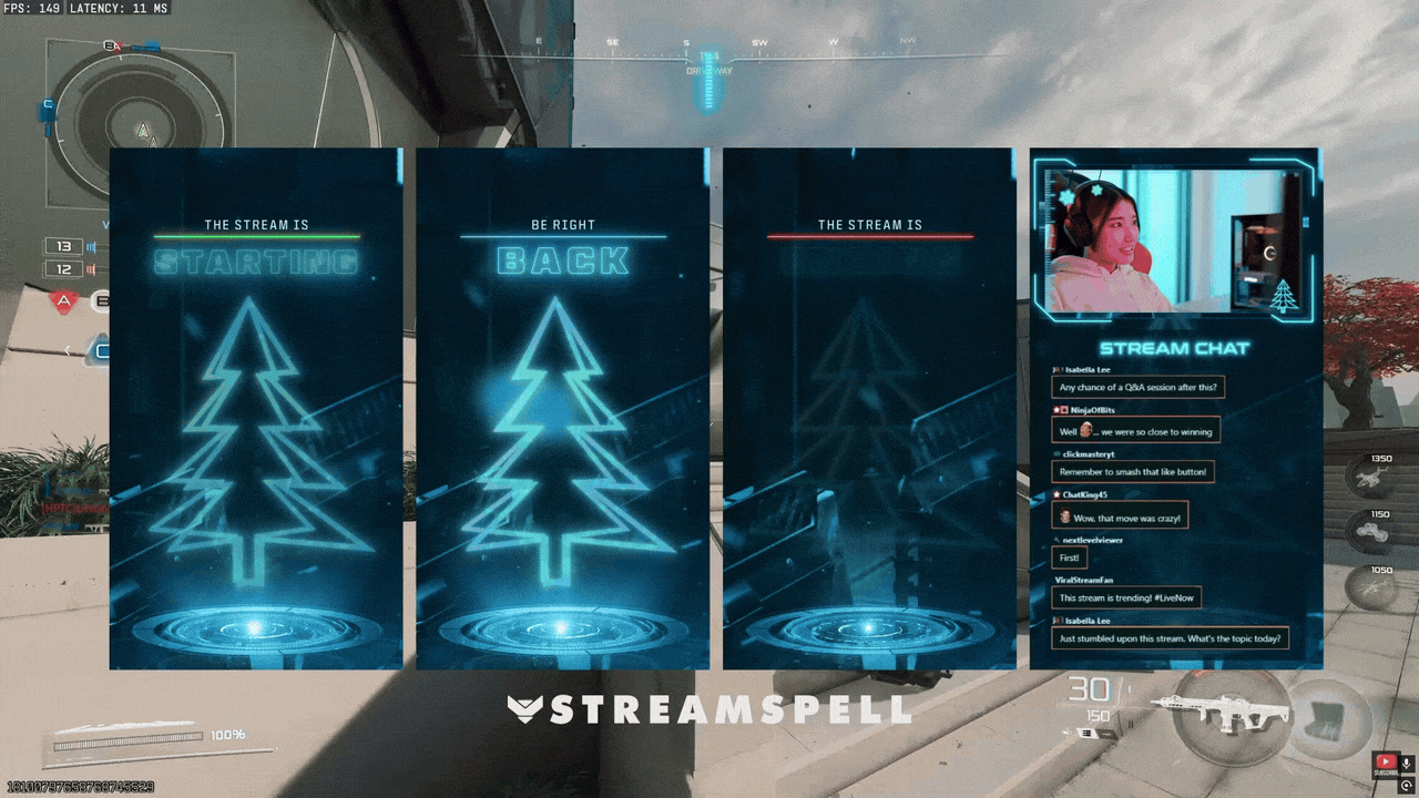 Vertical Christmas stream overlay with animated cozy holiday background