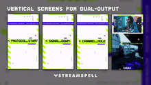 Load image into Gallery viewer, Vertical stream layout with gameplay, webcam overlay, and chat box in a futuristic sci-fi HUD style from the Marathon_ID Stream Package, optimized for mobile and dual-output streaming.