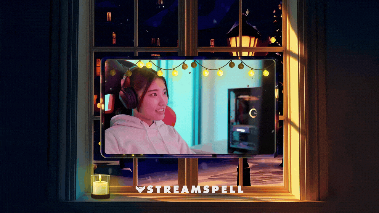Reactive Christmas victory overlay celebrating in-game wins with animated festive lights.