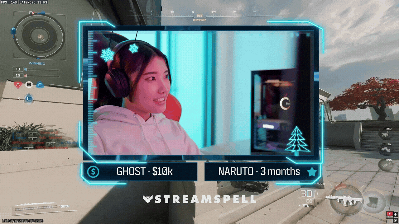 Christmas webcam frame overlay with holiday decorations