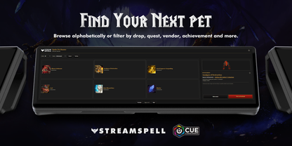 Browse World of Warcraft battle pets by source in Battle Pet Hunter iCUE Widget