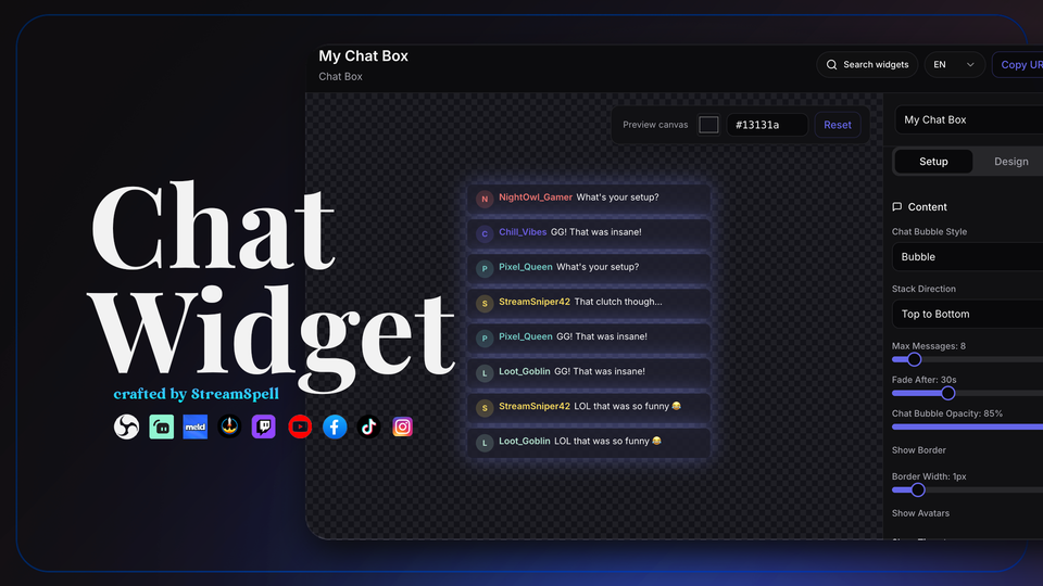 Free Chatbox Widget for OBS, Streamlabs & StreamElements – StreamSpell