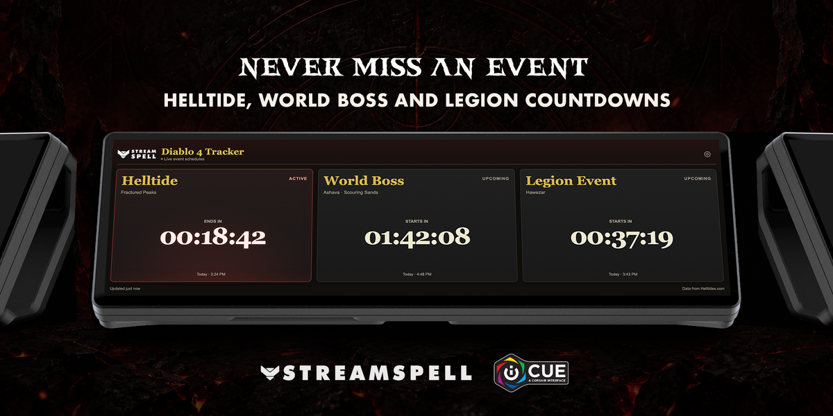 Helltide, World Boss and Legion countdowns in Diablo 4 Tracker