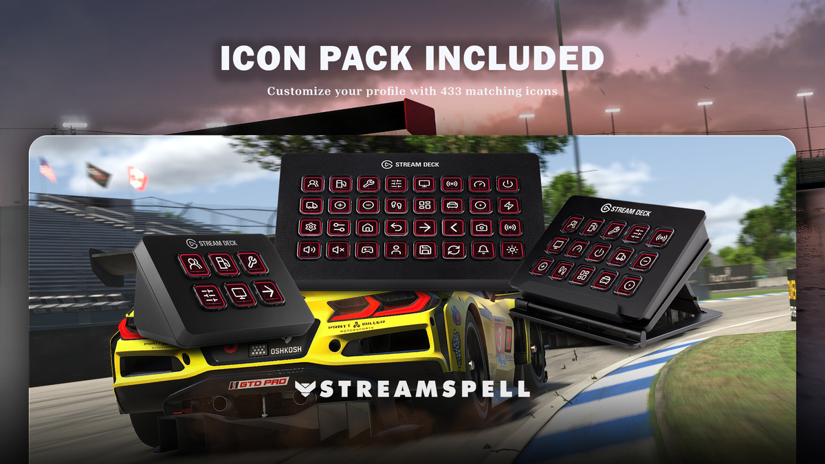 iRacing icon pack included — 433 icons