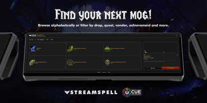 Browse World of Warcraft transmog appearances by source in Mog Hunter iCUE Widget