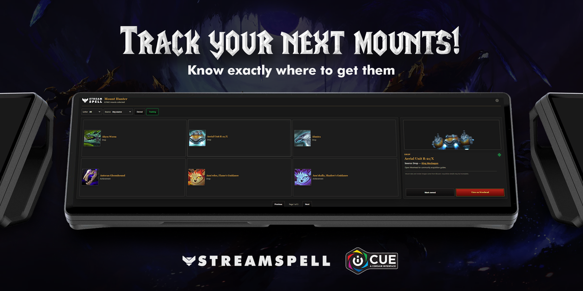 Track your next World of Warcraft mounts with Mount Hunter iCUE Widget