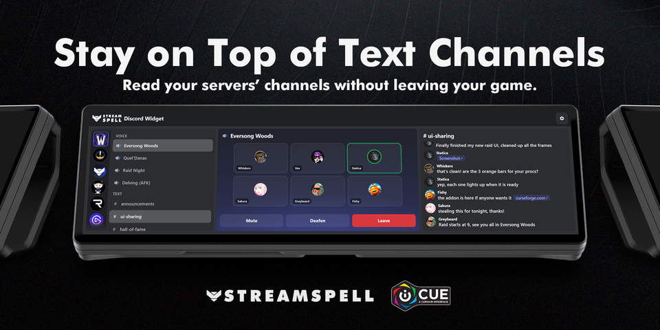 My Discord Widget — server and text channel view