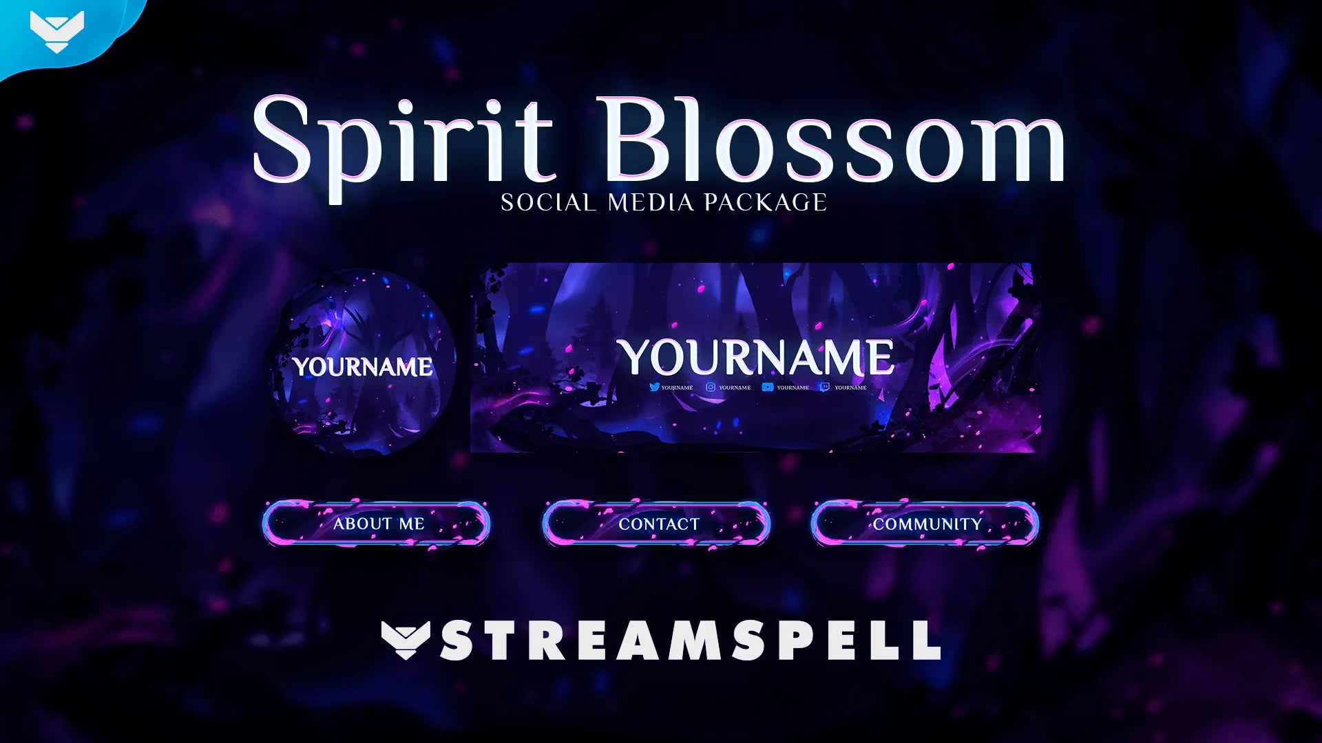 Spirit Blossom Social Media Package for Twitch, OBS & Streamlabs - StreamSpell