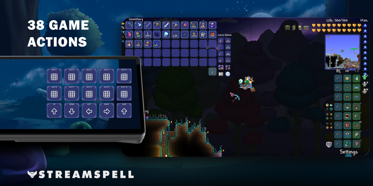 Terraria for XENEON EDGE — game-actions