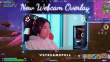 Load image into Gallery viewer, Winter-themed webcam overlay with icy blue glow and festive night city background from the Winter Fireworks 2026 stream package by StreamSpell. Compatible with OBS Studio and Streamlabs.