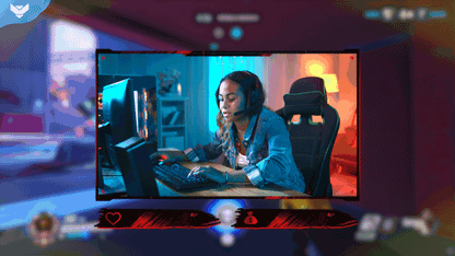 ESports: Legacy Webcam frame and overlay slots. Esports stream overlay with red and black design and competitive style, part of the Legacy animated package for OBS and Streamlabs.