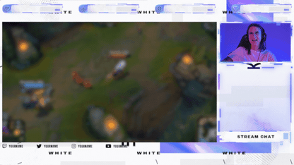 Just Chatting screens in dark and white versions with futuristic Korean-inspired design and holographic accents, part of the Challenger stream package by StreamSpell for OBS and Streamlabs.