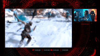 Spartan Just Chatting screen with glowing red warrior aesthetic and ancient Greek design, part of the Sparta stream package by StreamSpell for OBS and Streamlabs.