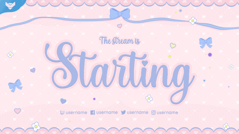 Cute pastel stream overlay with bunny design, hearts and flowers, featuring a soft kawaii aesthetic from the animated stream package by StreamSpell for OBS and Streamlabs.