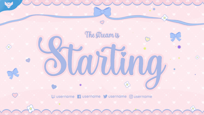 Cute pastel stream overlay with bunny design, hearts and flowers, featuring a soft kawaii aesthetic from the animated stream package by StreamSpell for OBS and Streamlabs.