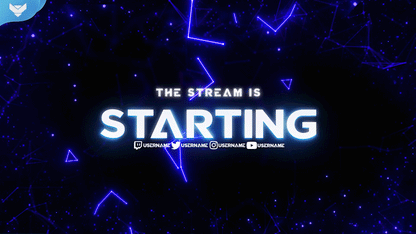 Starting Screen - Plexus Stream Package:  Futuristic stream overlay with glowing blue plexus lines and abstract network shapes on a dark background, promoting the Plexus animated stream package by StreamSpell for OBS and Streamla