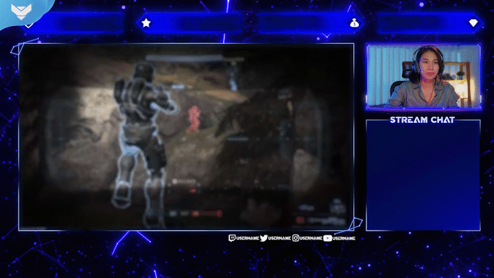 Just Chatting Screen - Plexus Stream Package by StreamSpell. Abstract futuristic stream overlay with blue glowing lines and plexus network design, part of the Plexus animated overlay package by StreamSpell for OBS and Streamlabs.