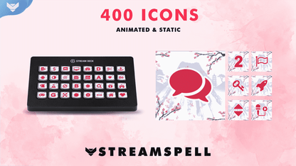 Elegant Stream Deck Animated icons inspired by cherry blossoms and soft oriental aesthetics, designed for Elgato Stream Deck setups by StreamSpell.