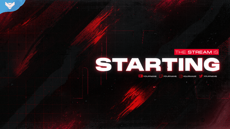 ESports: Legacy Starting Screen - Esports stream overlay with red and black design and competitive style, part of the Legacy animated package for OBS and Streamlabs.