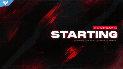 ESports: Legacy Starting Screen - Esports stream overlay with red and black design and competitive style, part of the Legacy animated package for OBS and Streamlabs.