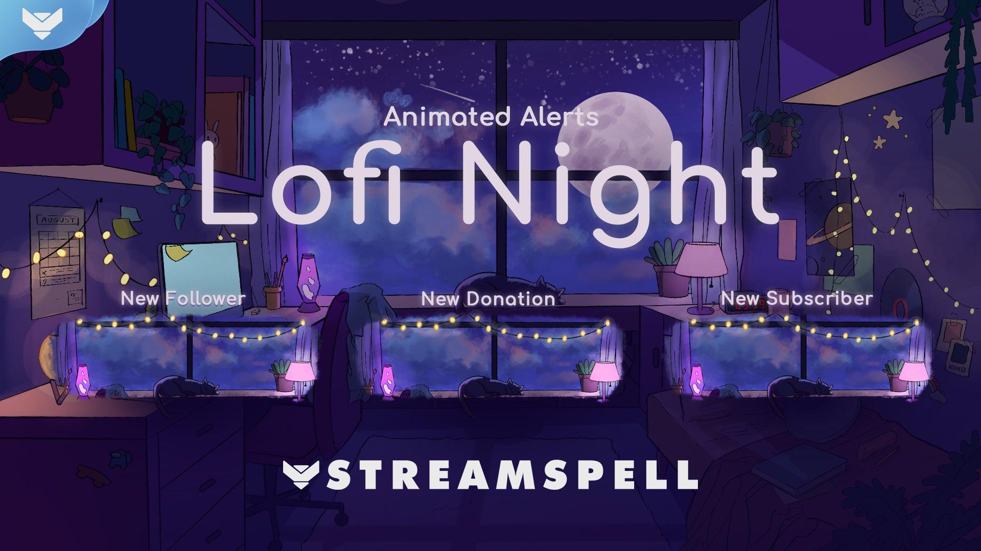 Lofi Overlays │ Lofi Night Stream Alerts By Streamspell