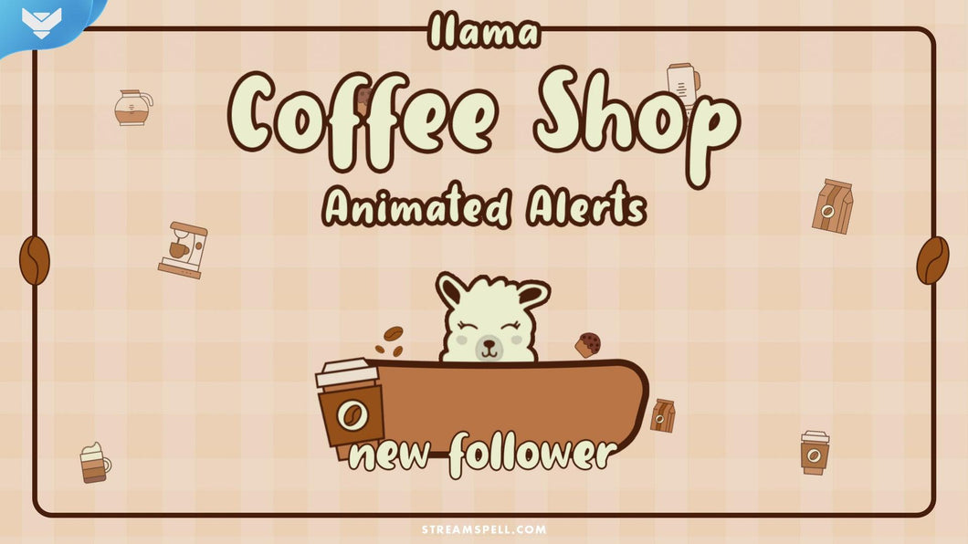 Llama Coffee Shop Stream Alerts - StreamSpell