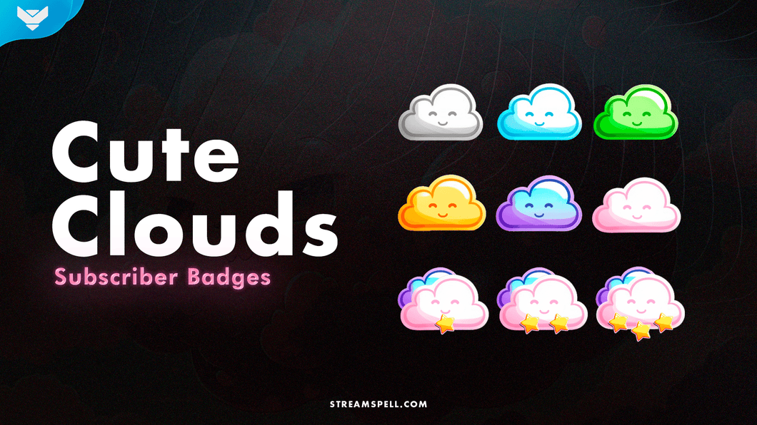 Cute Clouds Sub Badges - StreamSpell