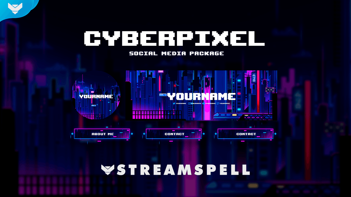 Animated Twitch Overlays │ StreamSpell | Cyberpixel Social Media Package