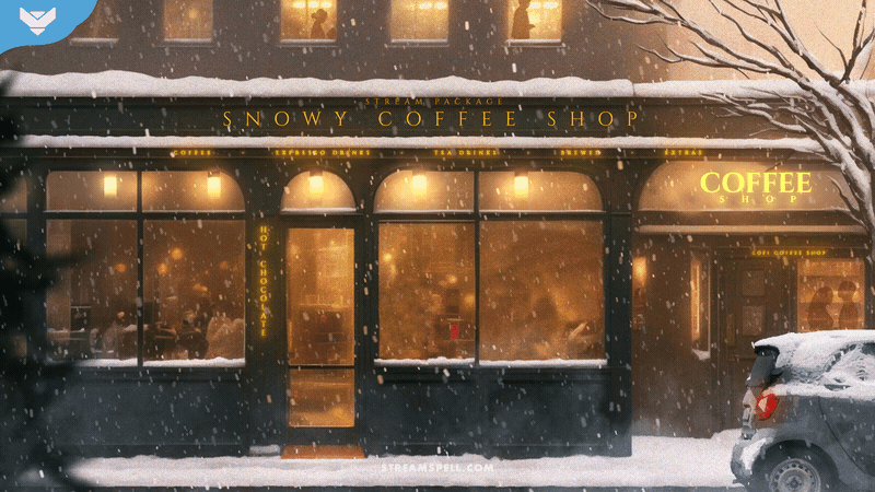 Snowy Coffee Shop Stream Package - StreamSpell