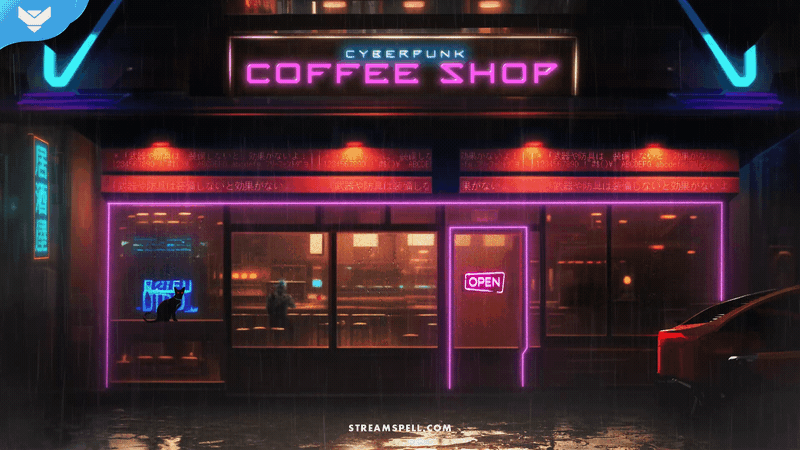 Cyberpunk Coffee Shop Stream Package - StreamSpell